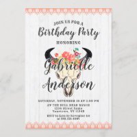 Convite de aniversário Crânio Boho Chic