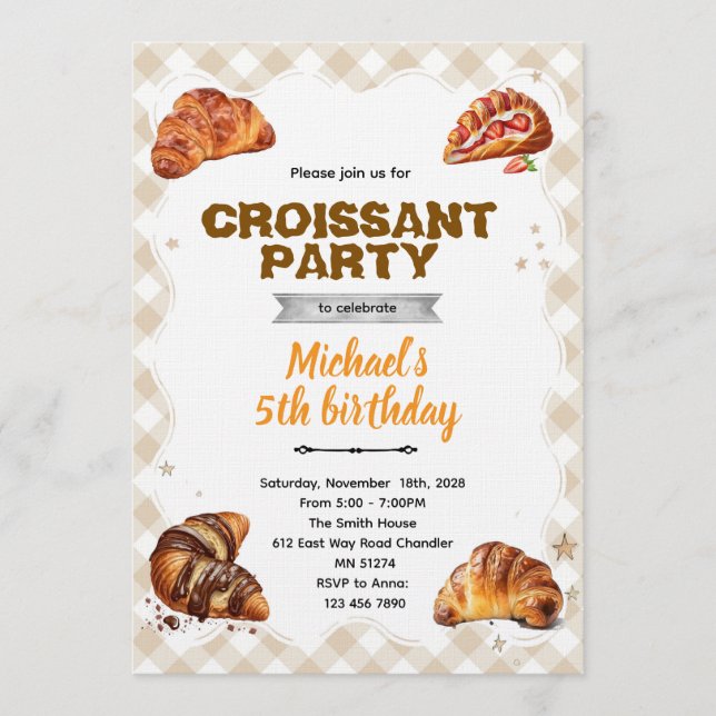 Convite de Aniversário Croissant (Frente)
