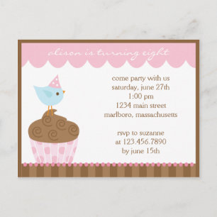 Convite de aniversário cupcake