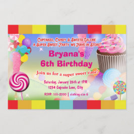 Convite de Aniversário Cupcake Candyland Sweets
