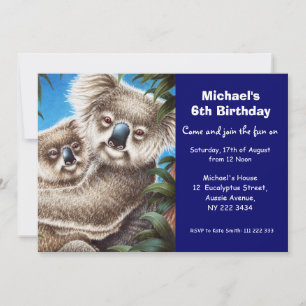 Convite de aniversário Cute Koala