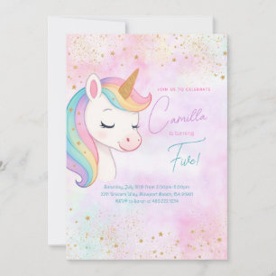Convite de aniversário Cute Rainbow Unicorn