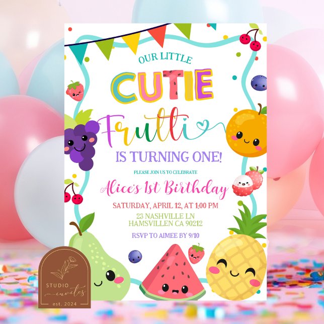 Convite de Aniversário Cutie Frutti (Criador carregado)