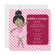Convite de Aniversário da Afro-Americana Ballerina
