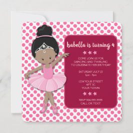 Convite de Aniversário da Afro-Americana Ballerina