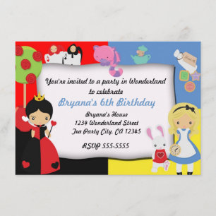 Convite de Aniversário da Alice no País das Maravi