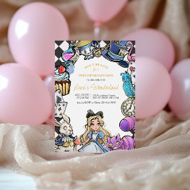 Convite de aniversário da Alice no país das maravi