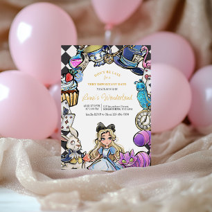 Convite de aniversário da Alice no país das maravi