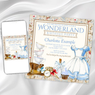 Convite de Aniversário da Alice no País das Maravi