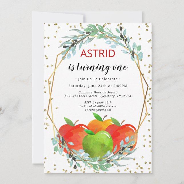 Convite De Aniversário Da Apple, Convite De Aniver (Frente)