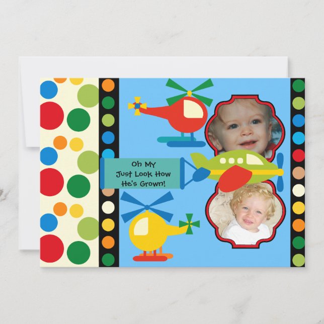 Convite de Aniversário da Aviação Personalizada de (Frente)