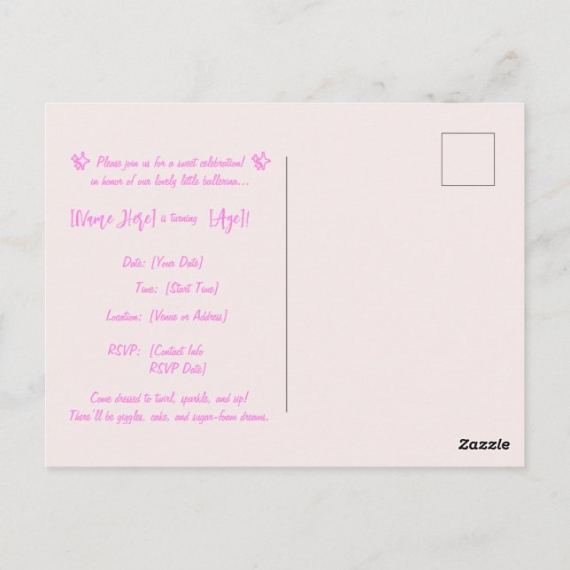 Convite de Aniversário da Bailarina Cappuccina – P (Verso)