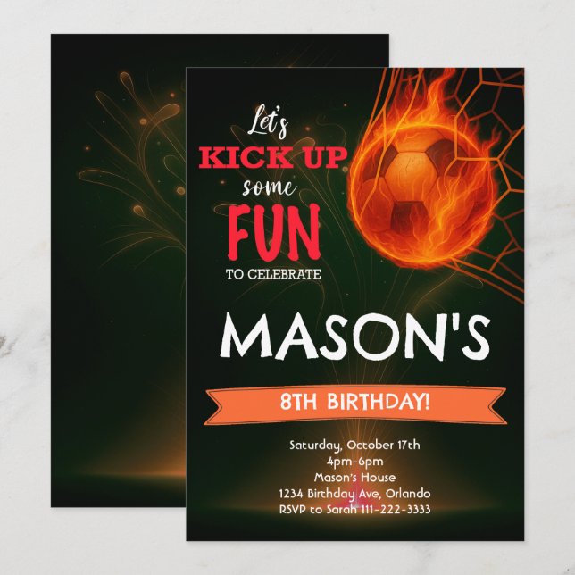 Convite de Aniversário da Bola de Futebol das Fier (Frente/Verso)