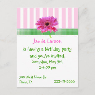 Convite de aniversário da Bonito Gerber Daisy Gir