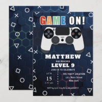 Convite de aniversário da controladora Videogame