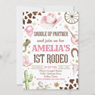 Convite De Aniversário Da Cowgirl, Convite Para 1 