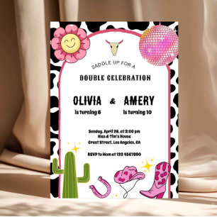 Convite de Aniversário da Cowgirl Disco Joint