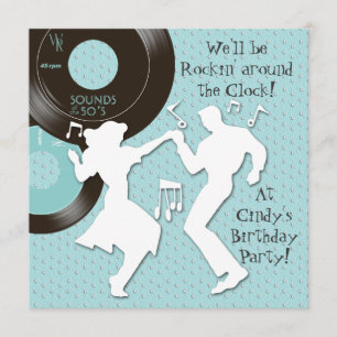 convite de aniversário da década de 50