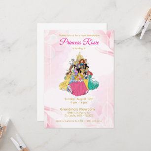 Convite de aniversário da Disney Princess