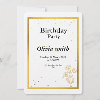 Convite De Aniversário Da Elegante Gold Foil Flora
