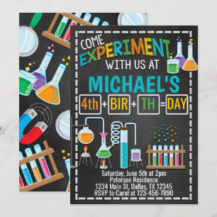 Convite de aniversário da experiência da ciênci