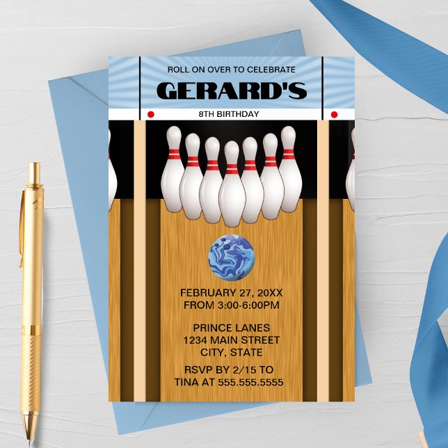 Convite de aniversário da faixa da Boliche retrorr (Criador carregado)