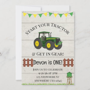 Convite de Aniversário da Fazenda de Trator de Men