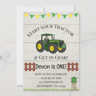 Convite de Aniversário da Fazenda de Trator de Men