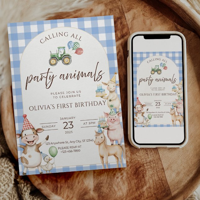 Convite de Aniversário da Fazenda dos Animais da F (Criador carregado)