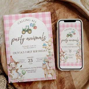 Convite de Aniversário da Fazenda dos Animais da F