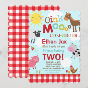 Convite de Aniversário da Fazenda Old MacDonald Pa