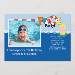 Convite de Aniversário da Festa de PISCINA de Ver