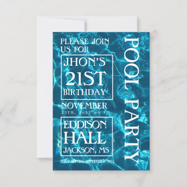 Convite de Aniversário da Festa de Piscina do Ocea (Frente)