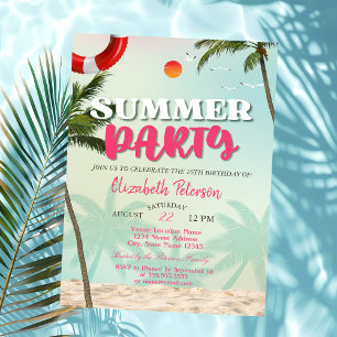 Convite de Aniversário da Festa de Verão Beach Pal