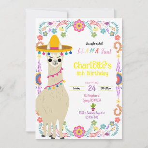 Convite de aniversário da festa divertida da Llama
