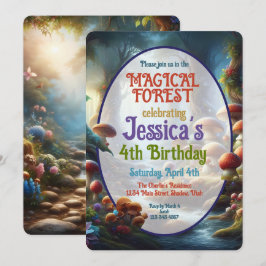 Convite de aniversário da Floresta Mágica