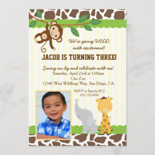 Convite de aniversário da foto do safari
