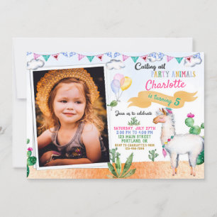 Convite de aniversário da Foto Llama Convite de A