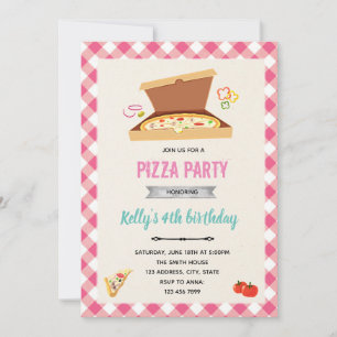 Convite de aniversário da garota da pizza