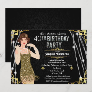 Convite de Aniversário da Garota Flapper