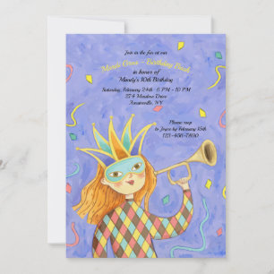 Convite de Aniversário da Garota Mardi Gras