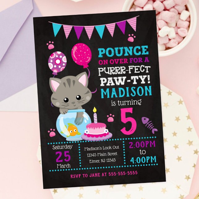 Convite de Aniversário da Kitty / Festa da Gatinha (Criador carregado)