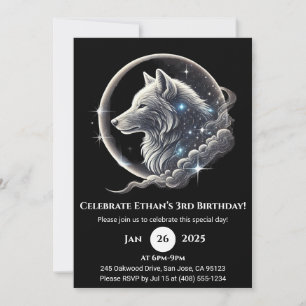 Convite de Aniversário da Lua do Lobo Branco Celes