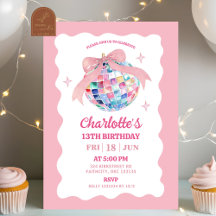 Convite de Aniversário da Menina Bola de Discoteca