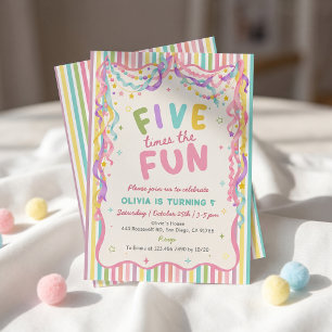 Convite de Aniversário da Menina Cinco Vezes o Fun