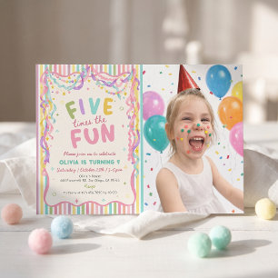 Convite de Aniversário da Menina Cinco Vezes o Fun