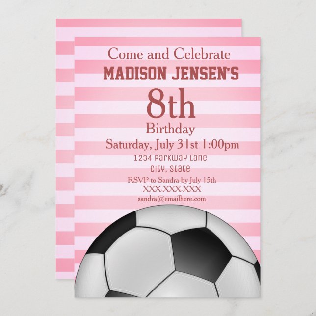 Convite de Aniversário da Menina de Esporte (Frente/Verso)