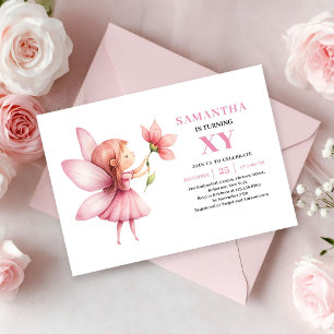 Convite de aniversário da menina fada rosa mágica 