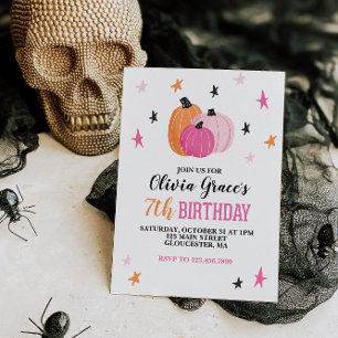 Convite de Aniversário da Menina no Halloween com 