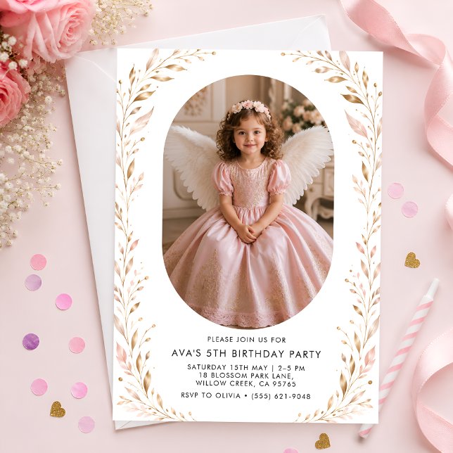 Convite de Aniversário da Menina Princesa Anjo (Criador carregado)